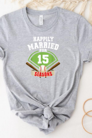 15th Wedding Anniversary Baseball Couple T-Shirt