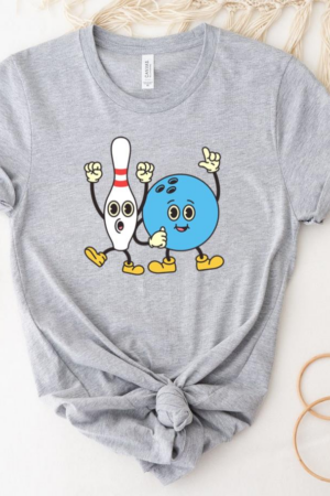 Bowling Retro Cartoon Ball And Pins T-Shirt