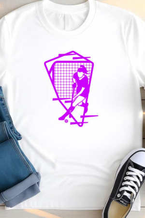 Hockey Player And Goal Filled Stroke T Shirt