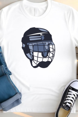 Hockey Player Helmet Illustration T Shirt