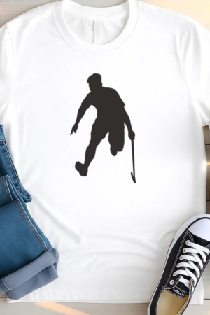 Hockey Player Silhouette Facing Down T Shirt