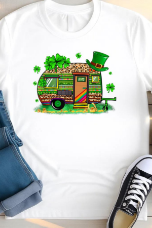 Leopard Shamrock Camping RV T Shirt