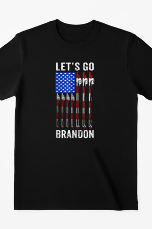 Lets Go Brandon American USA Flag Fishing Pole T-Shirt