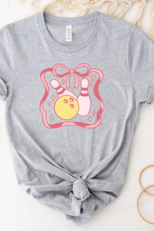 Pink And Yellow Bowling Design T-Shirt