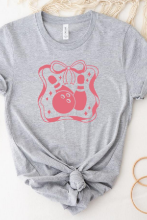 Pink Bowling Ball Design T-Shirt