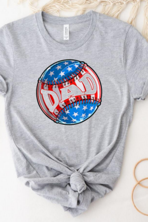 Proud Baseball Dad American Flag T-Shirt