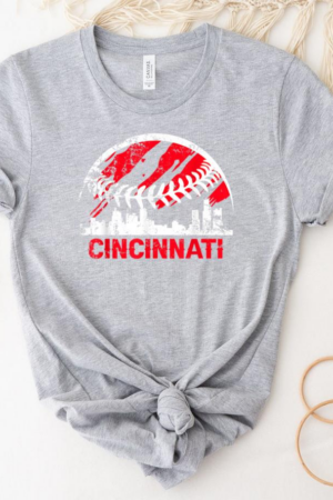 Retro Vintage Cincinnati Skyline Baseball T-Shirt